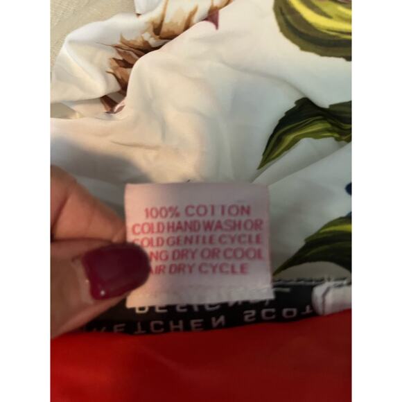 Gretchen Scott Designs silky 100% cotton tunic coral/blue ample fit XS Embroider - Picture 6 of 6